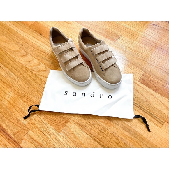 New In Box Sandro NitaPlatform Sneakers in Sable - Picture 3 of 3